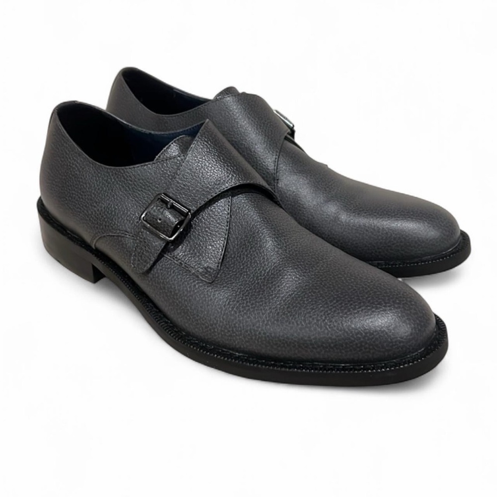 Hart Schaffner Marx Lubbock Monk Strap Leather Shoes Gray 9